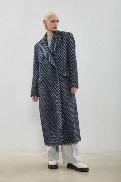 Brushed Alpaca Wool Coat With Chevron Design>Peserico Best