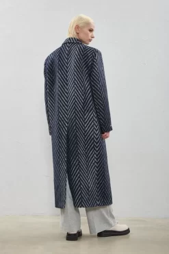 Brushed Alpaca Wool Coat With Chevron Design>Peserico Best