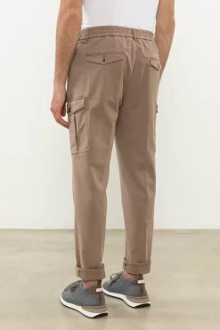 Garment-Dyed Chino Trousers With Pockets In Cotton And Silk>Peserico Hot